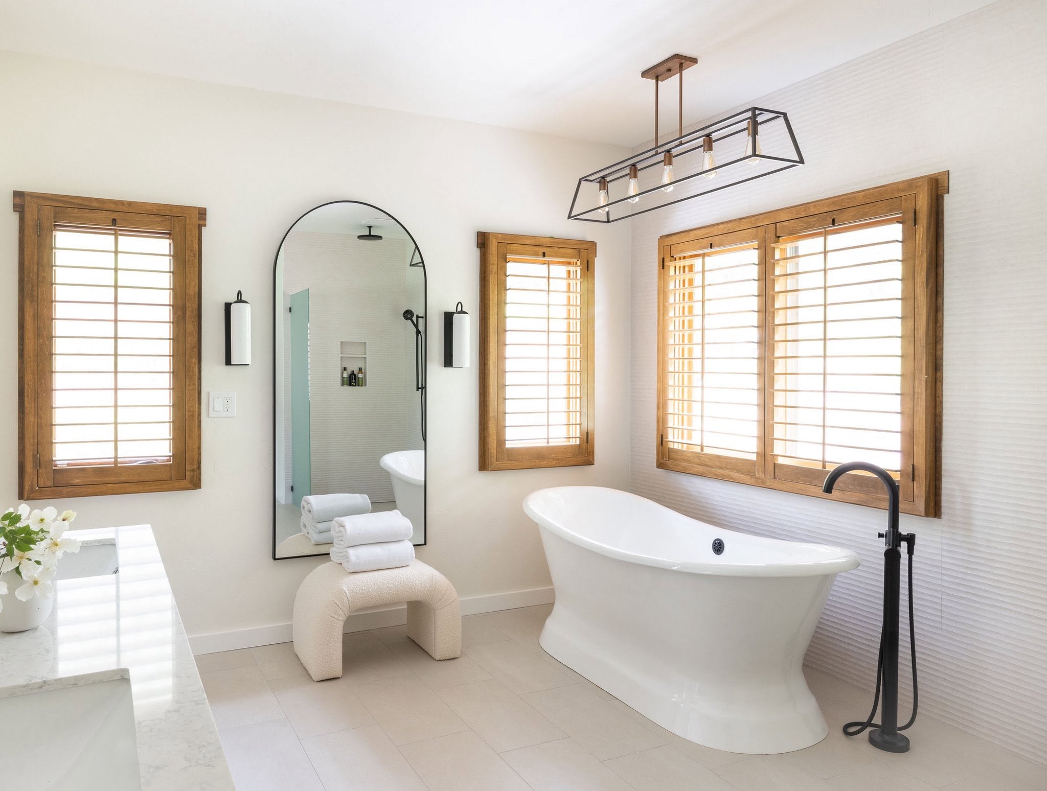 Spa-like bathroom with freestanding tub